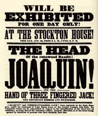 Advertisement to View Juaquin Murieta's Head image. Click for full size.