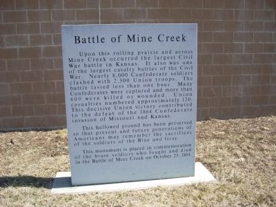 Battle of Mine Creek Marker image. Click for full size.