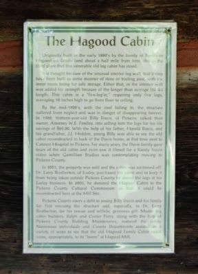 The Hagood Cabin Marker. Click for full size. The Hagood Cabin Marker image. Click for full size.