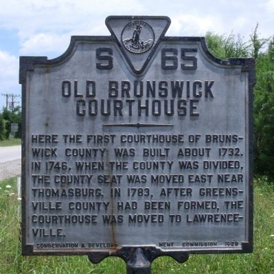 Old Brunswick Courthouse Marker. Click for full size. Old Brunswick Courthouse Marker image. Click for full size.