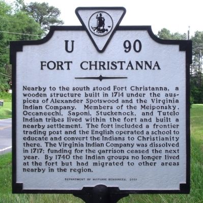 Fort Christanna Marker. Click for full size. Fort Christanna Marker image. Click for full size.