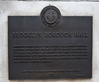 Brooklyn Borough Hall Marker image. Click for full size.