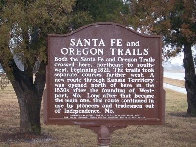 Santa Fe and Oregon Trails Marker image. Click for full size.