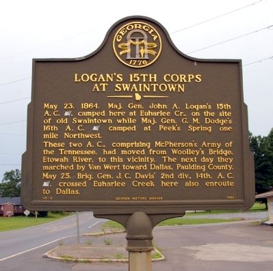 Logans 15th Corps at Swaintown Marker image. Click for full size.