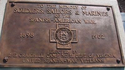 Soldiers, Sailors, and Marines of the Spanish American War Marker. Click for full size. Soldiers, Sailors, and Marines of the Spanish American War Marker image. Click for full size.