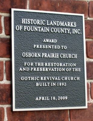 Osborn Prairie Church - - Built 1892 Marker image. Click for full size.