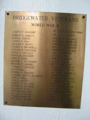 Bridgewater WWII Veterans Marker image. Click for full size.
