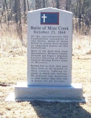 Battle of Mine Creek Marker. Click for full size. Battle of Mine Creek Marker image. Click for full size.