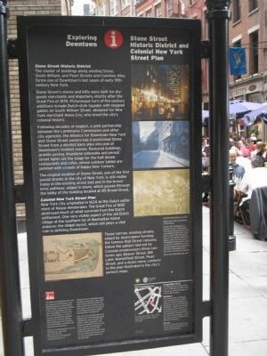 Stone Street Historic District and Colonial New York Street Plan Marker image. Click for full size.