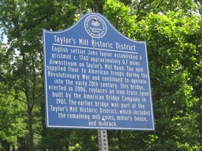 Taylor's Mill Historic District Marker image. Click for full size.