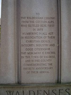 The Waldensian Colony Marker. Click for full size. The Waldensian Colony Marker image. Click for full size.
