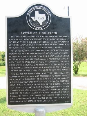 Battle of Plum Creek Marker image. Click for full size.