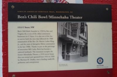 Ben's Chili Bowl / Minnehaha Theater Marker image. Click for full size.