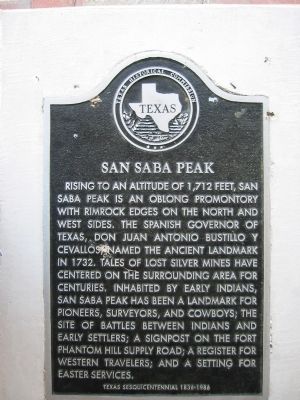 San Saba Peak Marker. Click for full size. San Saba Peak Marker image. Click for full size.