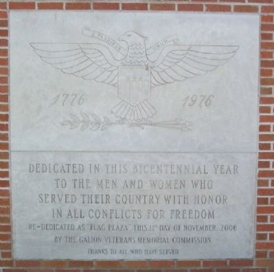 Galion Veterans Memorial / Flag Plaza Marker. Click for full size. Galion Veterans Memorial / Flag Plaza Marker image. Click for full size.
