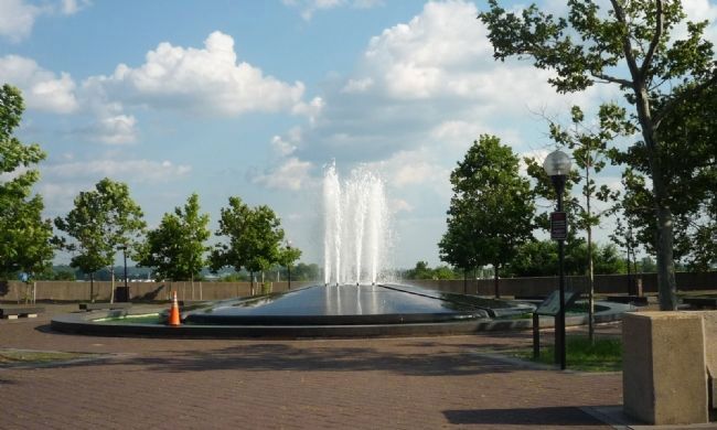 Benjamin Banneker Park, view of the fountain, looking south toward the Potomac River - image. Click for full size.