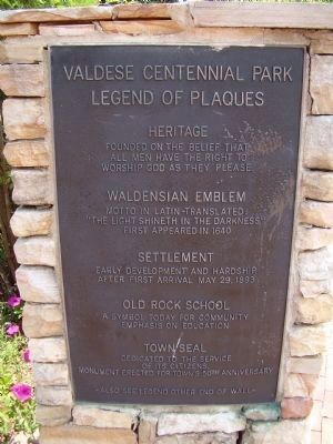 Valdese Centennial Park Marker. Click for full size. Valdese Centennial Park Marker image. Click for full size.