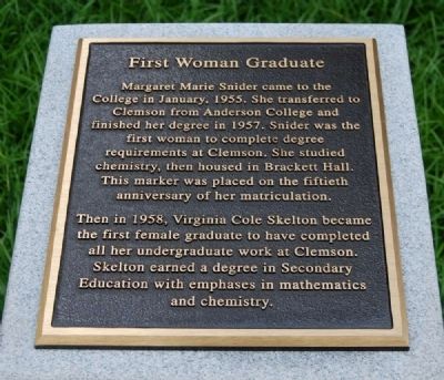 First Woman Graduate Marker image. Click for full size.