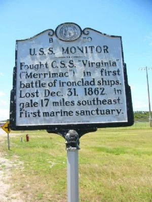 U.S.S. Monitor Marker (original location). Click for full size. U.S.S. Monitor Marker (original location) image. Click for full size.