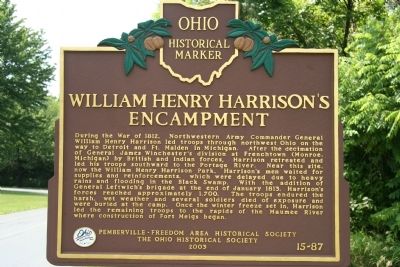 William Henry Harrison's Encampment Marker. Click for full size. William Henry Harrison's Encampment Marker image. Click for full size.