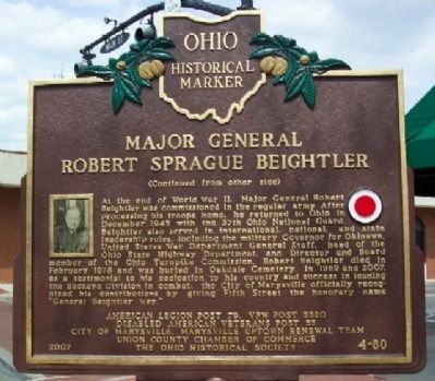 Major General Robert Sprague Beightler Marker (Side B) image. Click for full size.