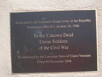 Closeup of Unknown Dead Marker plaque. Click for full size. Closeup of Unknown Dead Marker plaque image. Click for full size.