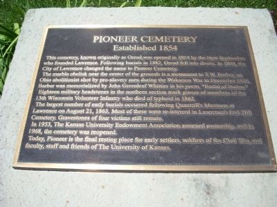 Pioneer Cemetery Marker. Click for full size. Pioneer Cemetery Marker image. Click for full size.