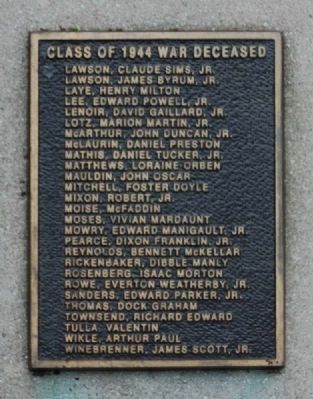 And Then There Was War Marker -<br>Class of 1944 War Deceased (L-W). Click for full size. And Then There Was War Marker -<br>Class of 1944 War Deceased (L-W) image. Click for full size.