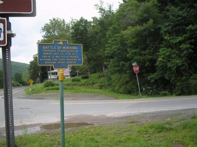 Marker on Minisink Battle Ground Road image. Click for full size.