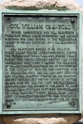 Col. William Crawford Marker. Click for full size. Col. William Crawford Marker image. Click for full size.