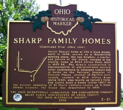 Sharp Family Homes Marker (Side B) image. Click for full size.