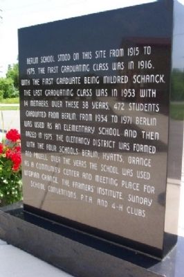 Former Site of Berlin School Marker (back). Click for full size. Former Site of Berlin School Marker (back) image. Click for full size.