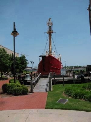 Lightship and National Historic Landmark Marker image. Click for full size.