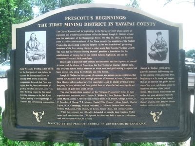 Prescott's Beginnings: The First Mining District in Yavapai County Marker image. Click for full size.