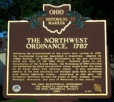 The Northwest Ordinance, 1787 Marker (Side A) image. Click for full size.