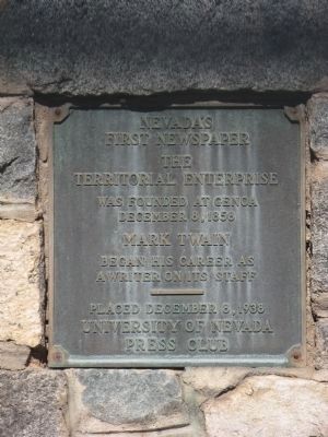 Nevada’s First Newspaper Marker. Click for full size. Nevada’s First Newspaper Marker image. Click for full size.