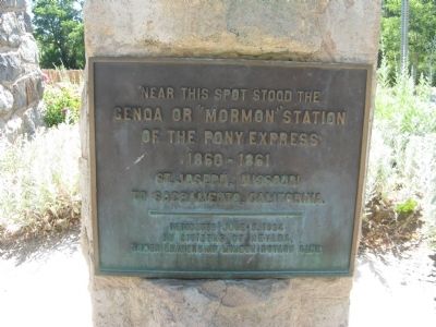 Genoa or “Mormon Station” of the Pony Express Marker image. Click for full size.