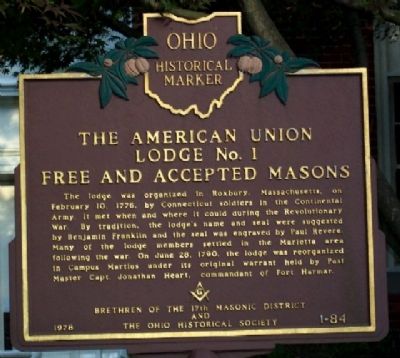 The American Union Lodge No. 1 Free and Accepted Masons Marker image. Click for full size.