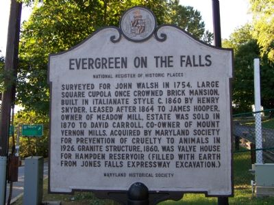 Evergreen on the Falls Marker. Click for full size. Evergreen on the Falls Marker image. Click for full size.