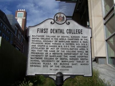 First Dental College Marker. Click for full size. First Dental College Marker image. Click for full size.