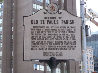 Rectory of Old St. Paul's Parish Marker image. Click for full size.