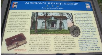 Jackson's Headquarters Marker. Click for full size. Jackson's Headquarters Marker image. Click for full size.