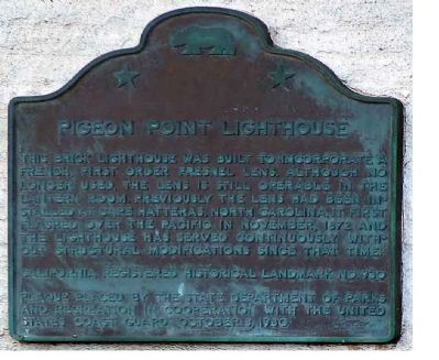 Pigeon Point Lighthouse Marker image. Click for full size.