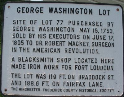 George Washington Lot Marker image. Click for full size.