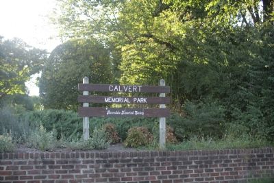 Calvert Memorial Park sign. Click for full size. Calvert Memorial Park sign image. Click for full size.