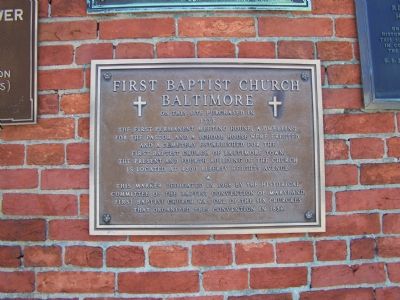 First Baptist Church Baltimore Marker. Click for full size. First Baptist Church Baltimore Marker image. Click for full size.