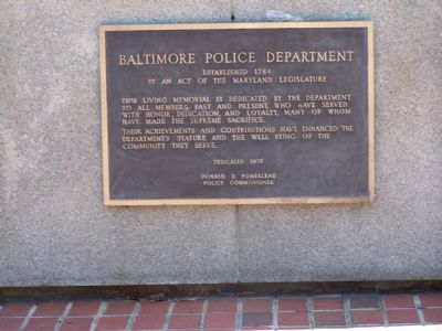 Baltimore Police Department Marker. Click for full size. Baltimore Police Department Marker image. Click for full size.