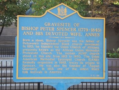Gravesite of Bishop Peter Spencer (1779-1843) And His Devoted Wife, Annes Marker image. Click for full size.