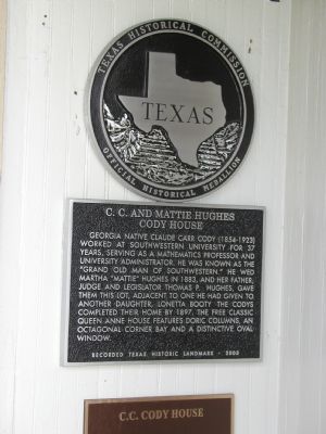C.C. and Mattie Hughes Cody House Marker image. Click for full size.