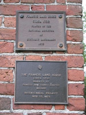 Francis Land House Marker. Click for full size. Francis Land House Marker image. Click for full size.